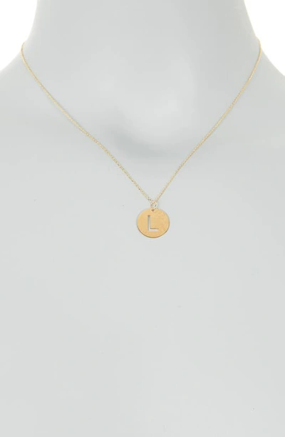 Shop Karat Rush 14k Yellow Gold Gold Disc Initial Pendant Necklace In Gold- L