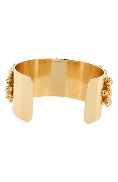 Olivia Welles New Blooms Cuff Bracelet In Gold / Green