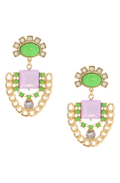 Olivia Welles Chic Chain Drop Earrings In Green