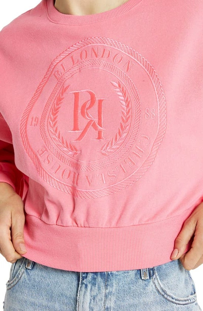 Shop River Island Graphic Crop Sweatshirt In Pink - Bright