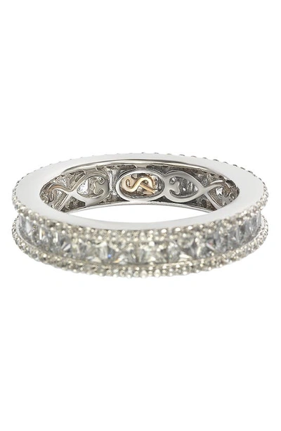 Suzy Levian Square Cut Cz Eternity Band Ring In White