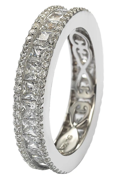 Suzy Levian Square Cut Cz Eternity Band Ring In White