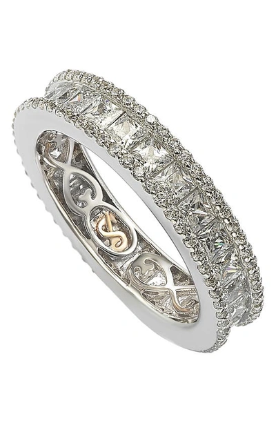 Suzy Levian Square Cut Cz Eternity Band Ring In White