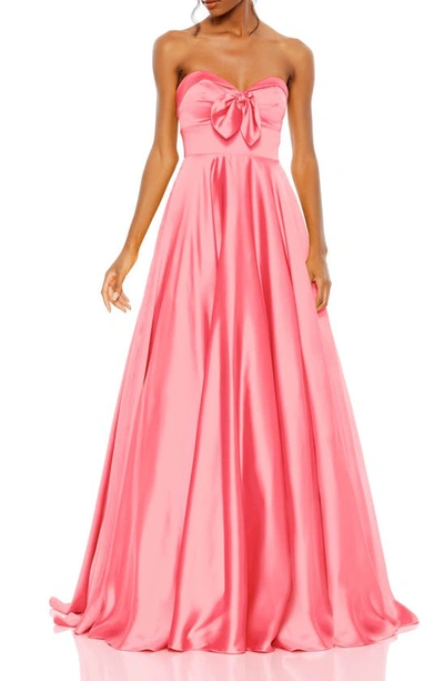 Shop Mac Duggal Strapless Sweetheart Neck Satin Gown In Blush