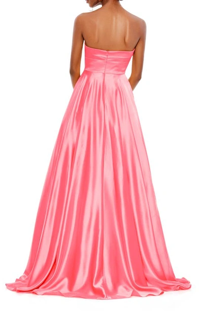 Shop Mac Duggal Strapless Sweetheart Neck Satin Gown In Blush