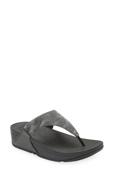Shop Fitflop Lulu Glitz Toe Post Sandal In All Black
