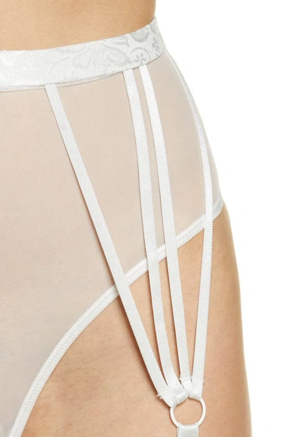 Coquette Strappy Choker Bra & High Waist Panties In White