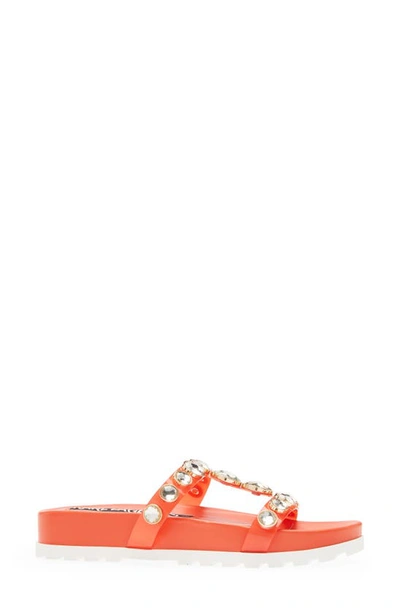 Shop Karl Lagerfeld Belinda Embellished Clear Slide Sandal In Orange