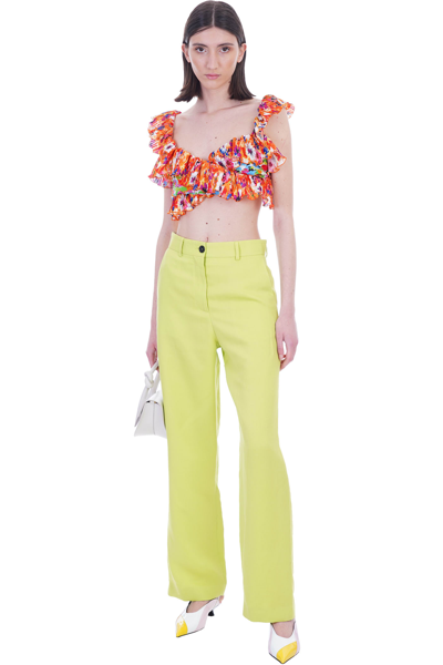 Shop Msgm Pants In Green Cotton