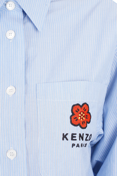 Shop Kenzo Shirt In Cyan Cotton
