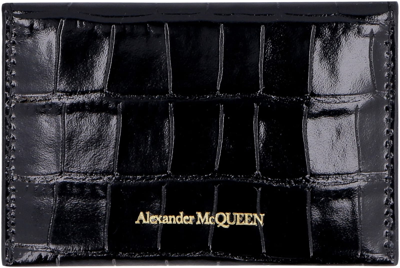 Shop Alexander Mcqueen Leather Card Holder In Black