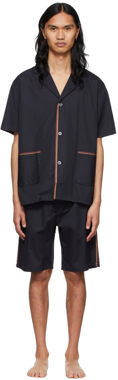 Shop Paul Smith Navy Cotton Pyjama Set In 96 Multicolour