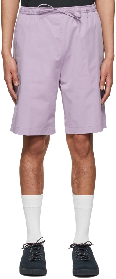 Shop Hugo Purple Cotton Shorts In 532 Light/pastel Pur