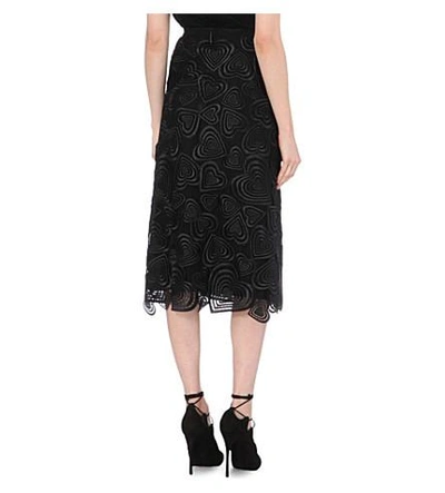 Shop Christopher Kane Heart-embroidered Lace Skirt In Black
