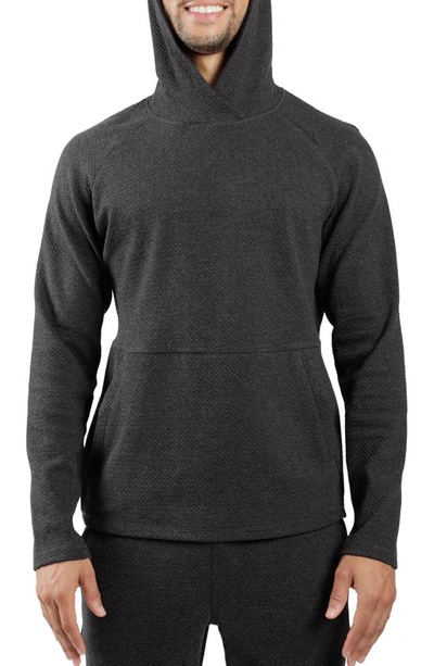 Shop 90 Degree By Reflex Textured Knit Pullover Hoodie In Htr. Charcoal
