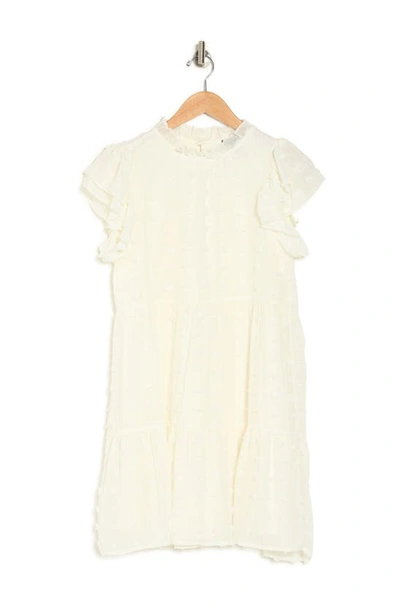 Shop Love By Design Kelsey Chiffon Mini Swiss Dot Dress In Gardenia