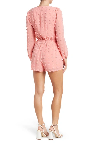 Love By Design Priyanka Swiss Dot Chiffon Front Tie Romper In Rose Petal