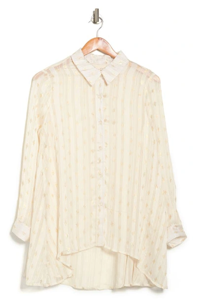 By Design Eve Chiffon Collared Button Front Blouse In Gardenia