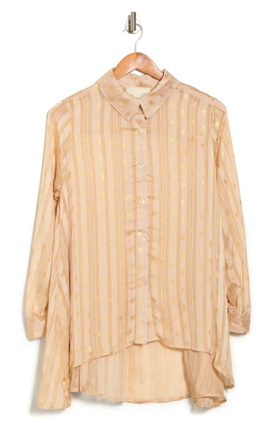 By Design Eve Chiffon Collared Button Front Blouse In Nude