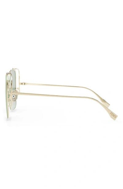 Shop Fendi The  O'lock 59mm Geometric Sunglasses In Shiny Gold Dh / Green Mirror