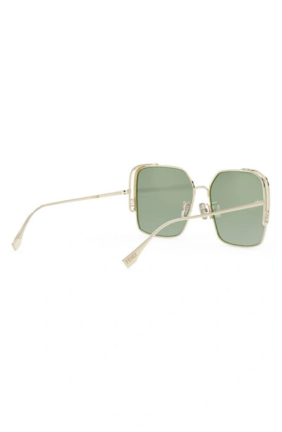 Shop Fendi The  O'lock 59mm Geometric Sunglasses In Shiny Gold Dh / Green Mirror