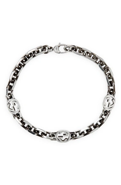 Shop Gucci Interlocking-g Chain Bracelet In Silver