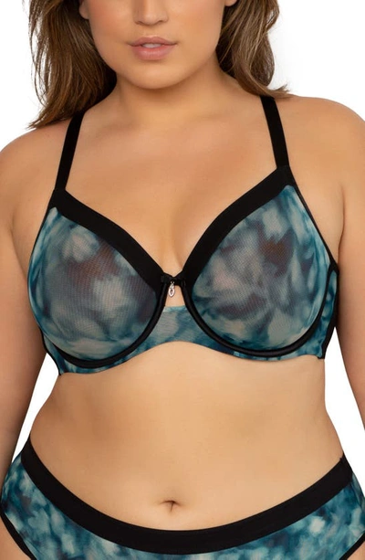 Shop Curvy Couture Full Figure Mesh Underwire Bra In Floral Wash