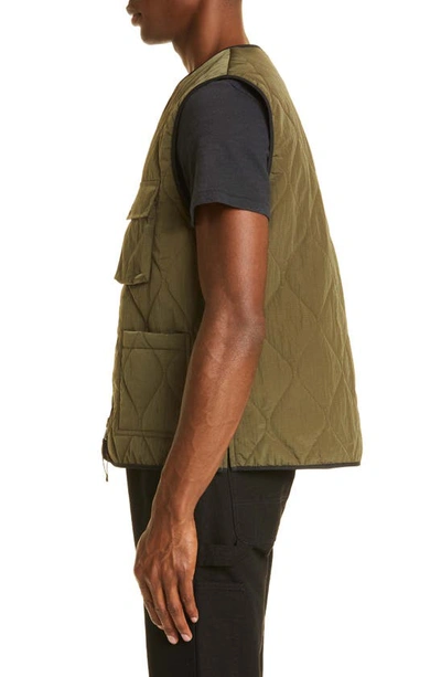 Shop Mackintosh Water Repellent Quilted Nylon Vest In Military