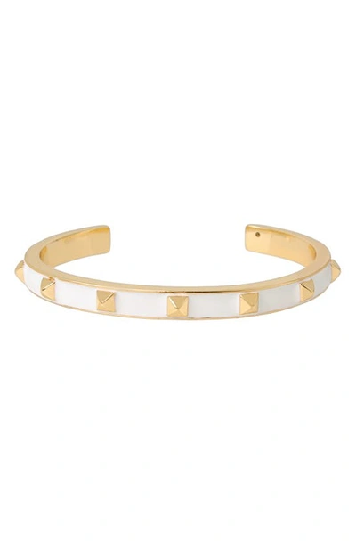 Shop Allsaints Studded Enamel Cuff Bracelet In White/ Gold