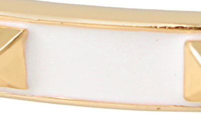 Shop Allsaints Studded Enamel Cuff Bracelet In White/ Gold