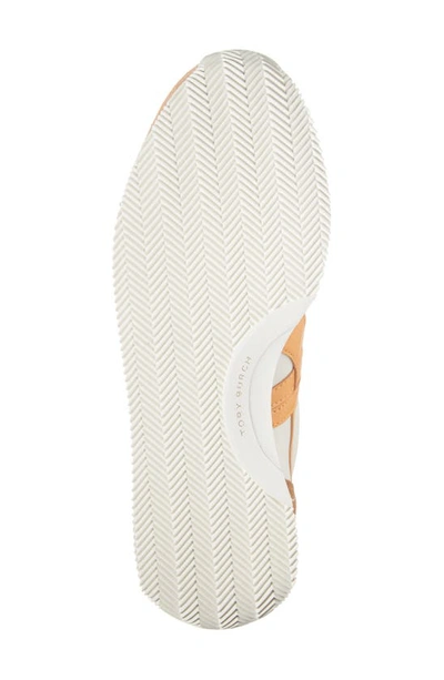 Tory Burch Hank Mixed Leather Retro Sneakers In New Ivory/ Orange/ Bright Lago