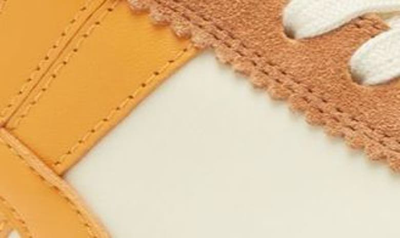 Tory Burch Hank Mixed Leather Retro Sneakers In New Ivory/ Orange/ Bright Lago