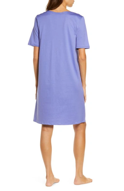 Shop Hanro Cotton Nightshirt In Violet Blue