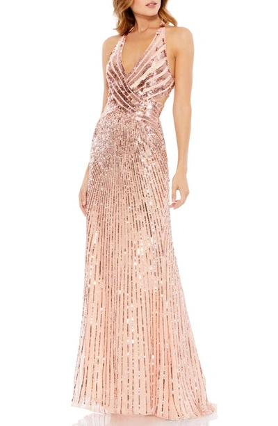 Shop Mac Duggal Sleeveless Sequin Gown In Rose Gold