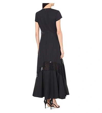 Shop Stella Mccartney Embroidered Woven Dress In Midnight