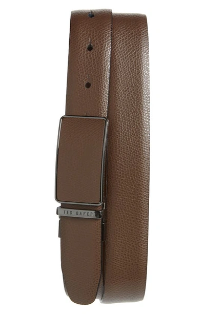Shop Ted Baker Lease Reversible Leather Belt In Brown Chocolate