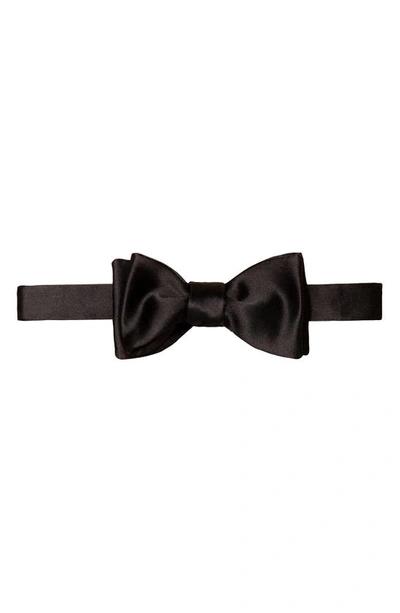 Shop Eton Solid Silk Pre-tied Bow Tie In Black
