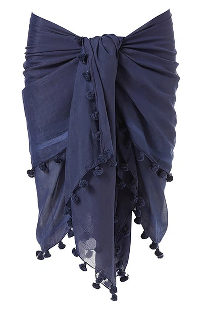 Shop Melissa Odabash Tassel Cover-up Pareo In Navy