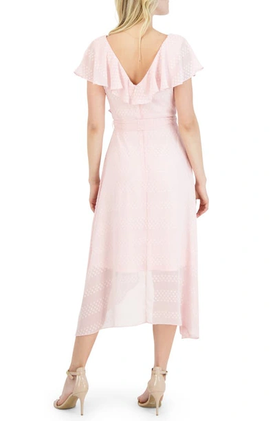 Shop Julia Jordan Flutter Sleeve Tie Waist High-low Midi Dress In Blush