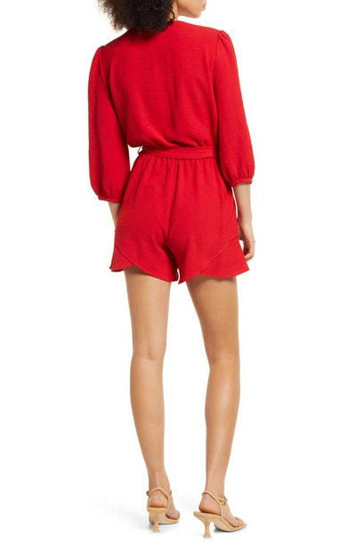 Shop Fraiche By J Tulip Hem Romper In Tomato