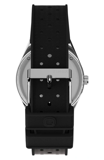 Shop Timex Q  Silicone Strap Watch, 38mm In Silver/ Black/ Black