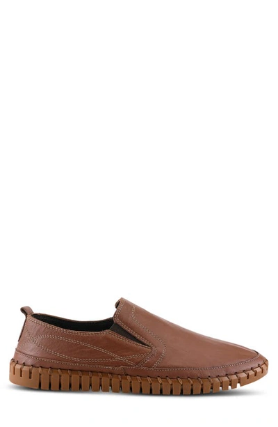 Spring Step Whipstitch Leather Loafer In Brown