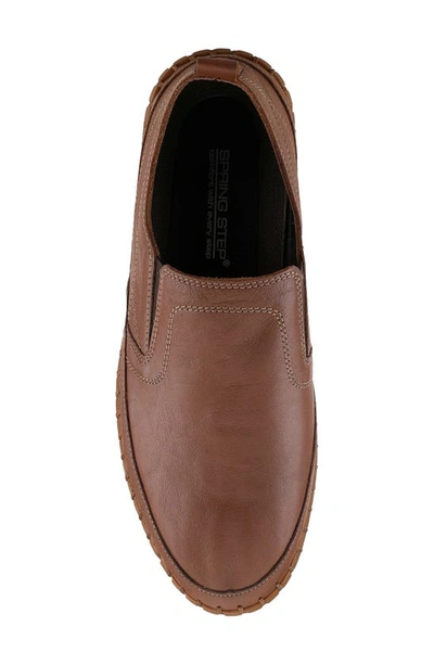 Spring Step Whipstitch Leather Loafer In Brown
