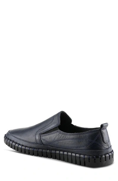 Spring Step Whipstitch Leather Loafer In Navy
