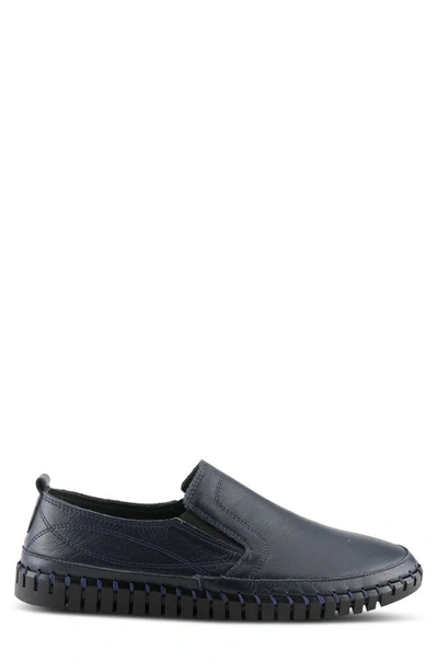 Spring Step Whipstitch Leather Loafer In Navy