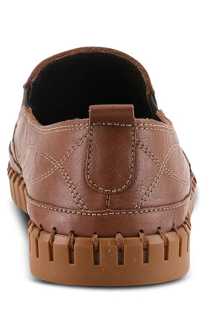 Spring Step Whipstitch Leather Loafer In Brown