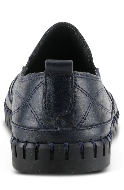 Spring Step Whipstitch Leather Loafer In Navy