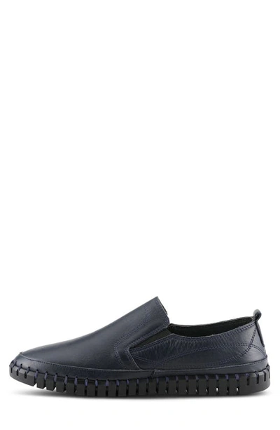 Spring Step Whipstitch Leather Loafer In Navy