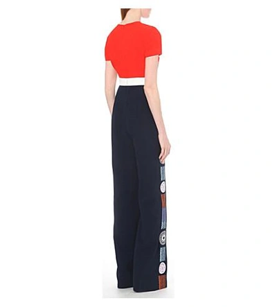 Shop Peter Pilotto Pylos Embroidered Jumpsuit In Navy Red