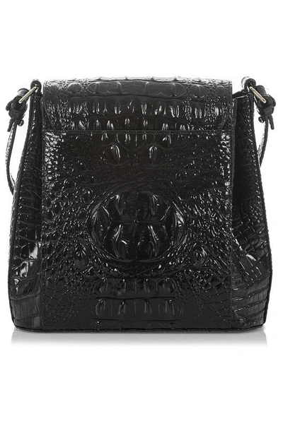 Shop Brahmin Margo Croc Embossed Leather Crossbody Bag In Black